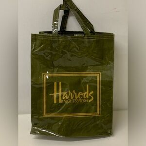 1980s Vintage Harrod's Knightsbridge PVC Vinyl Coated Fabric Shopping Tote Bag